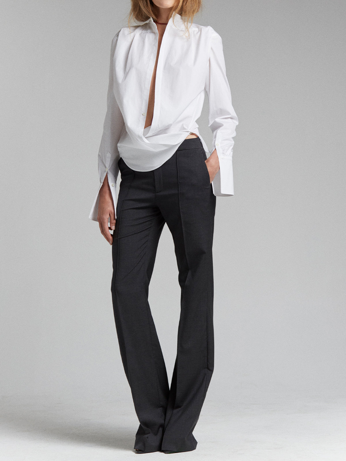 FLARED PANTS IN CHARCOAL
