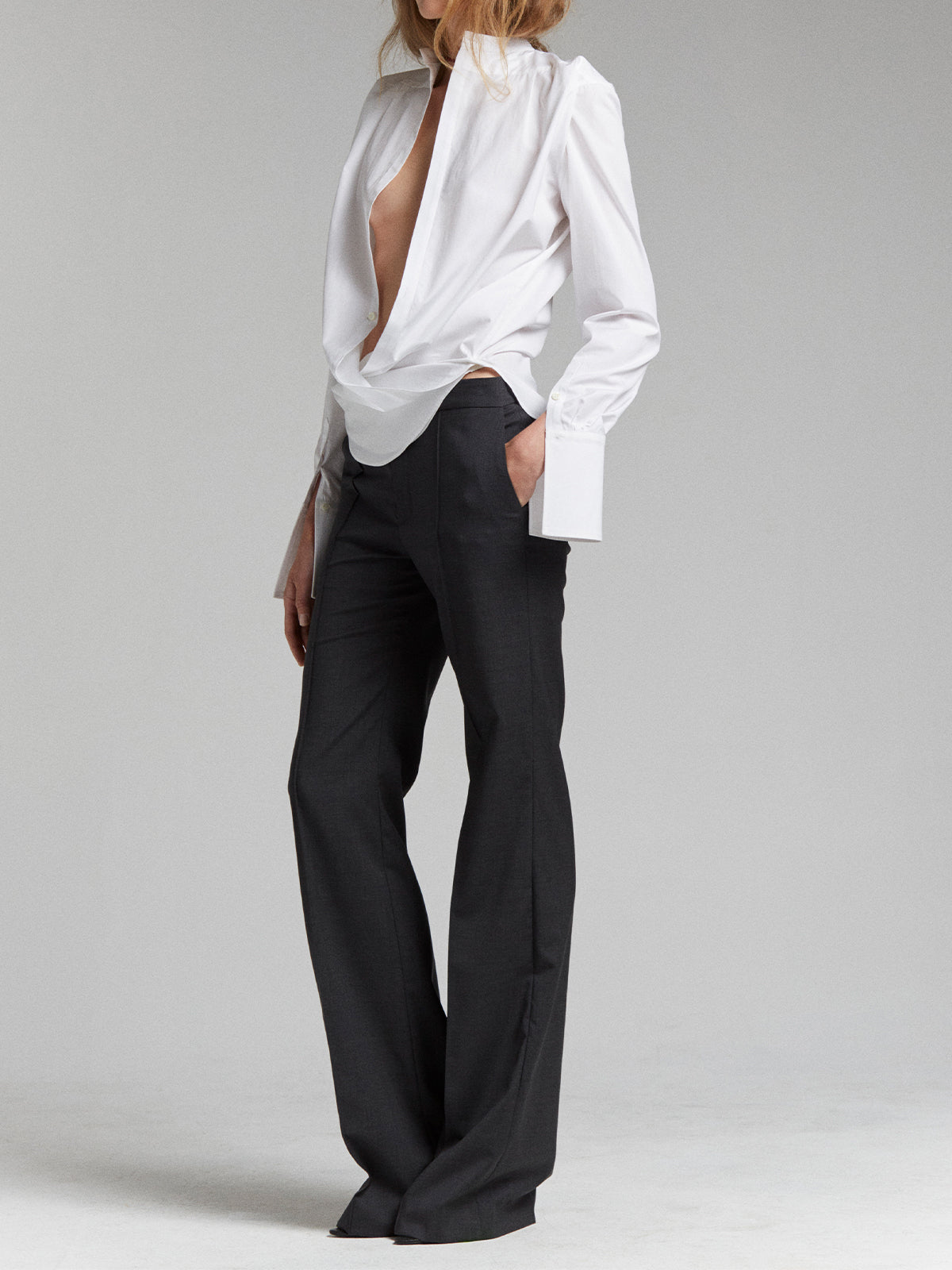 FLARED PANTS IN CHARCOAL