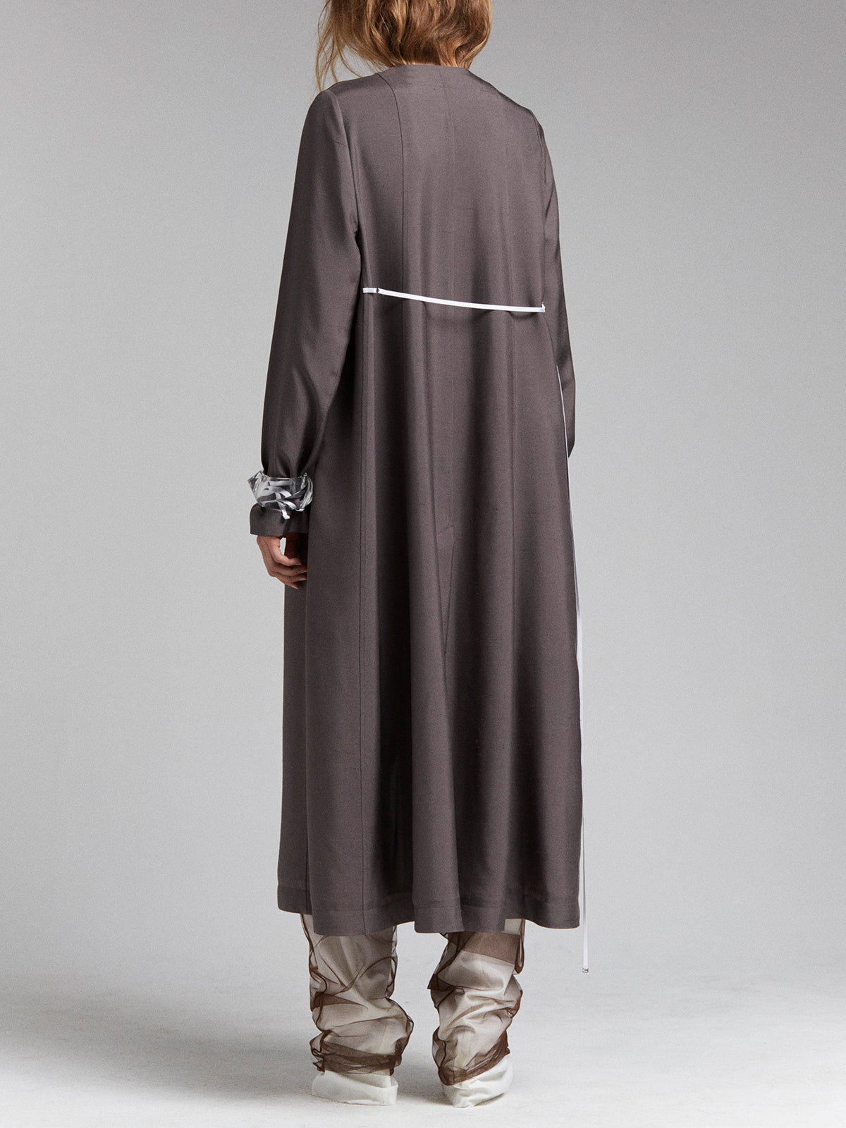 STRAP CAR COAT IN SMOKE